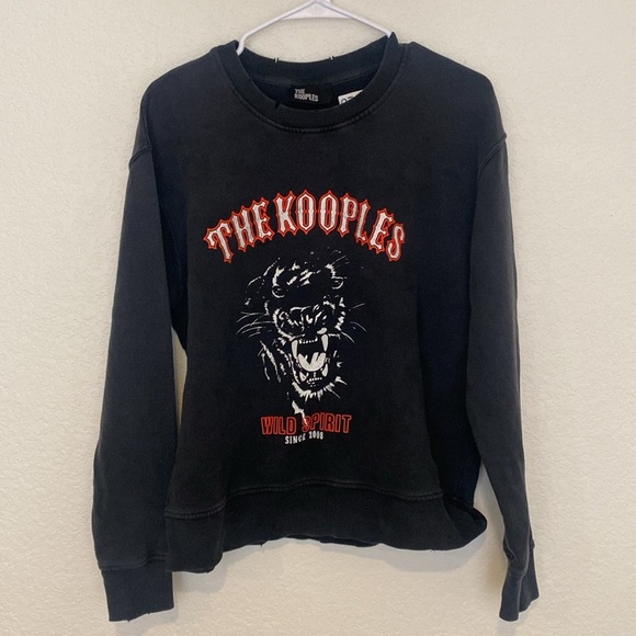 The Kooples Screen Printed Black Crewneck Leopard Sweatshirt - Picture 5 of 10